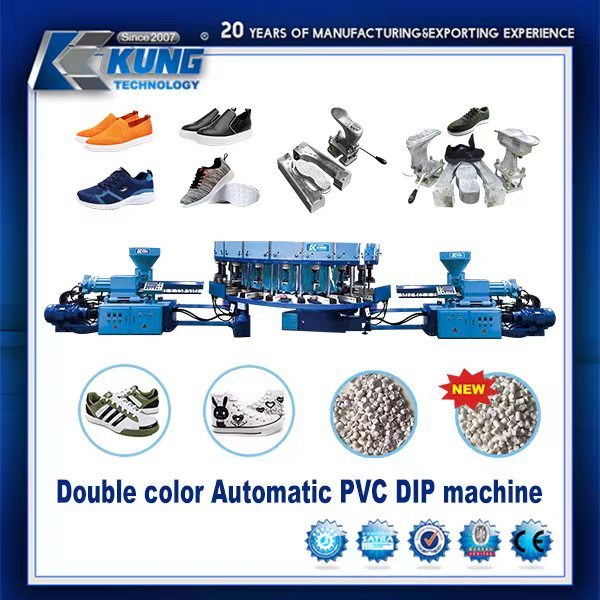 Machine rotatoire de moulage par injection de chaussure de sport d'IMMERSION de PVC de couleur simple de Kingkung