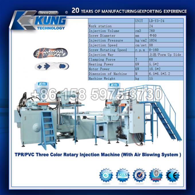 Machine rotatoire d'injection de couleur de TPR/PVC trois